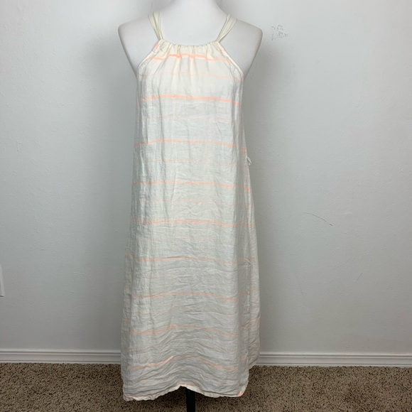 Madewell Dresses & Skirts - Madewell Cream and Orange Striped Linen Maxi Dress